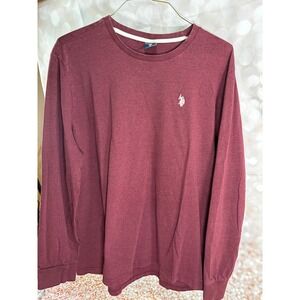 US Polo Assn Mens XL Long Sleeve T-Shirt‎ Crew Neck Burgundy Logo Casual